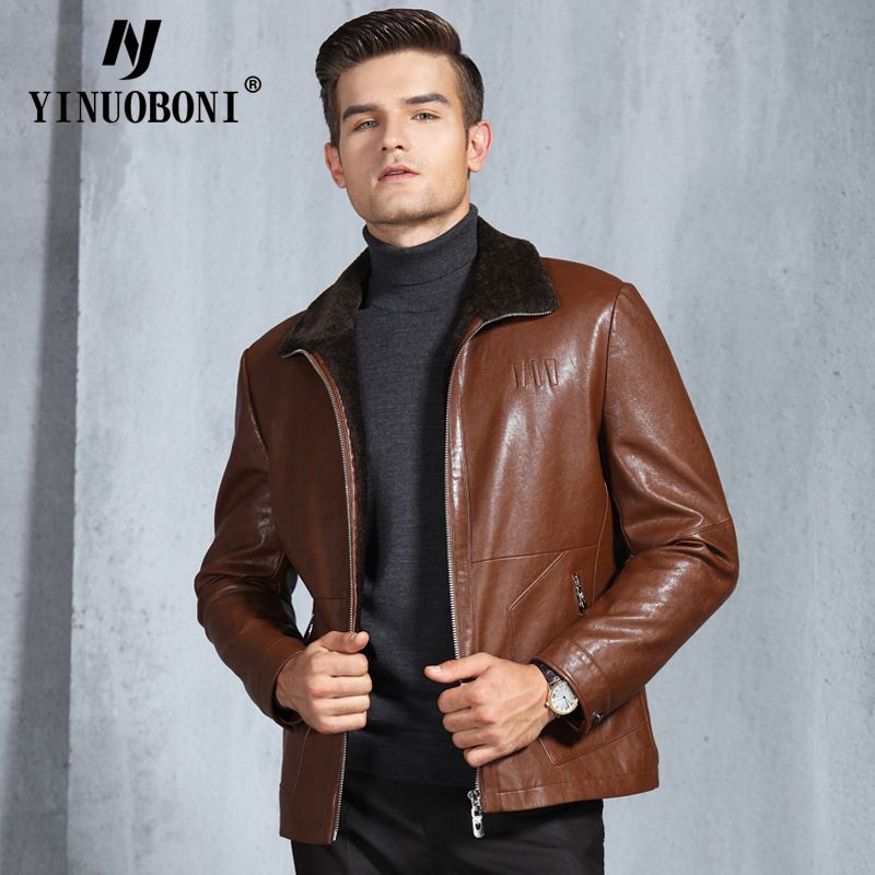 Leather Jackets Men Winter 2018 Turn Down Collar Faux Plus Size Coat For Man Short Black Brown
