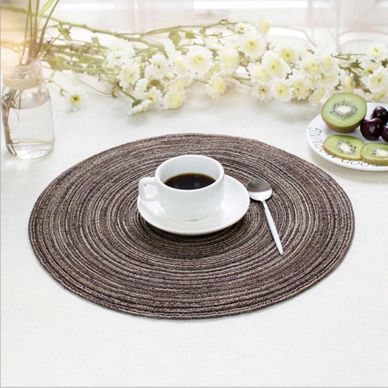 2021 Round Weave Cotton Placemat Heat Resistant Dining Table Mat Disc Pad Bowl Pad Coasters Slip