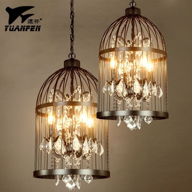 Birdcage Crystal Pendant Lights Lron Art Living Room Birdcage Crystal Pendant Lights Lron Art Living Room Lighting Iron Loft Lamp With E14 Bulb 35 45cm Island