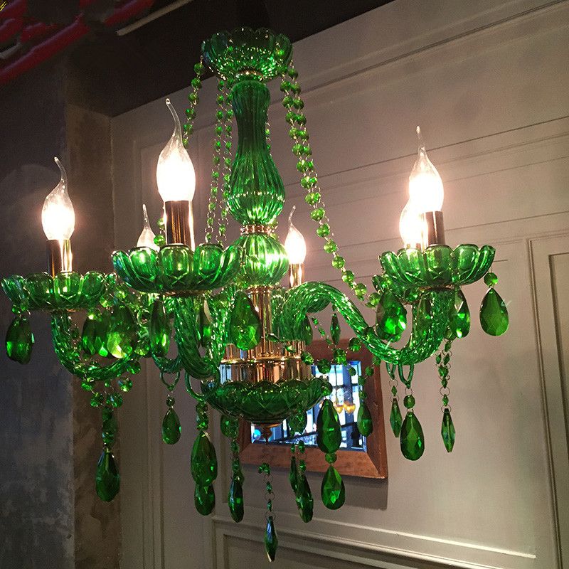 Modern Led Chandelier For Dining Room Bedroom Kitchen Light Fixtures Modern Led Chandelier For Dining Room Bedroom Kitchen Light Fixtures Re De Cristal Teto Green Color Glass Hanging Lamps That Plug In