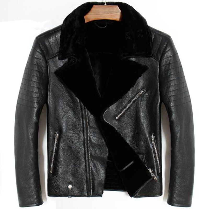2019 Mens Genuine Leather Er Pilot Jacket Sheepskin Winter Thick 2019 Mens Genuine Leather Er Pilot Jacket Sheepskin Winter Thick Warm Liner Cashmere Fur Collar Black Luxury Coats Plus Size 5xl From Fitzgerald10