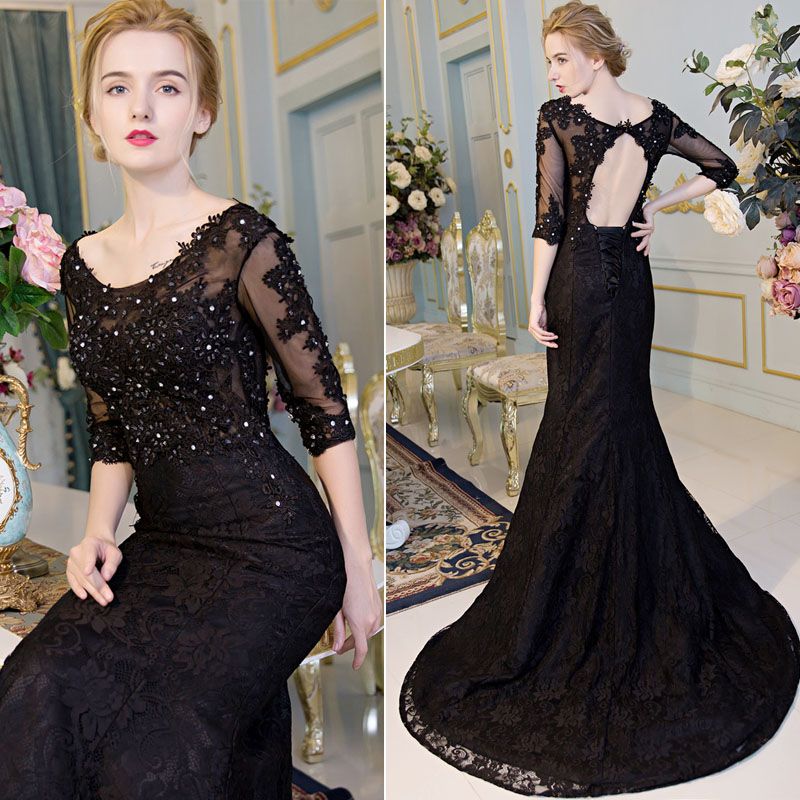 black gala dinner dresses