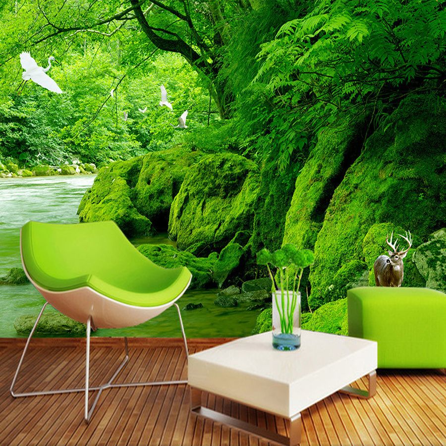 Custom 3d Photo Wallpaper Green Forest Natural Scenery Wall Painting