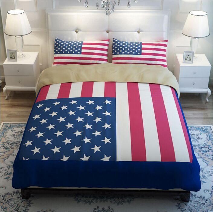 New Blue Red American Flag Bedding Set Twin Full Queen King Size Bed New Blue Red American Flag Bedding Set Twin Full Queen King Size Bed Linen Modern Quilt Duvet Covers Bedclothes 4 Comforter Sets