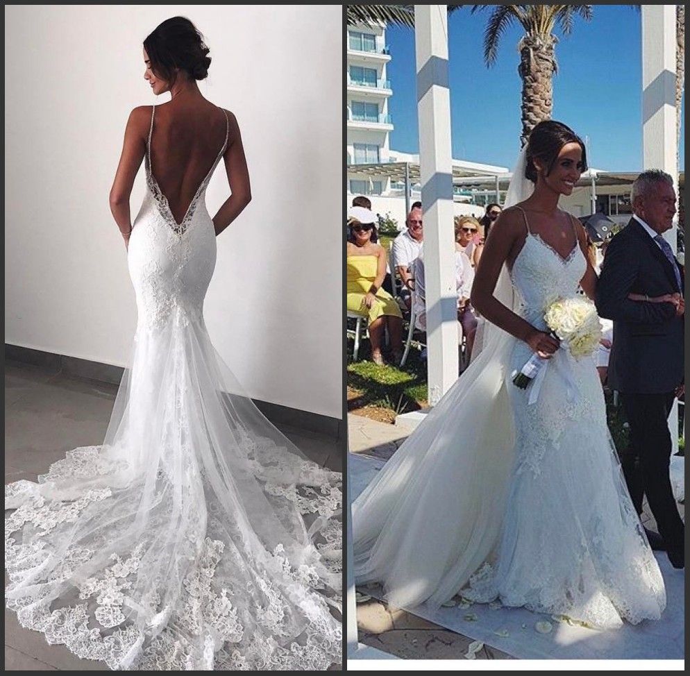 Robe De Mariée Dos Nu En Dentelle à Fines Bretelles Avec Dentelle Détachable Robe De Mariée Princesse De Luxe