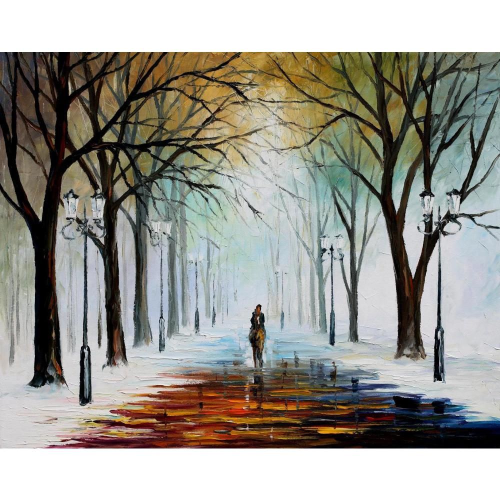 2019 hand painted leonid afremov famous oil paintings winter mood