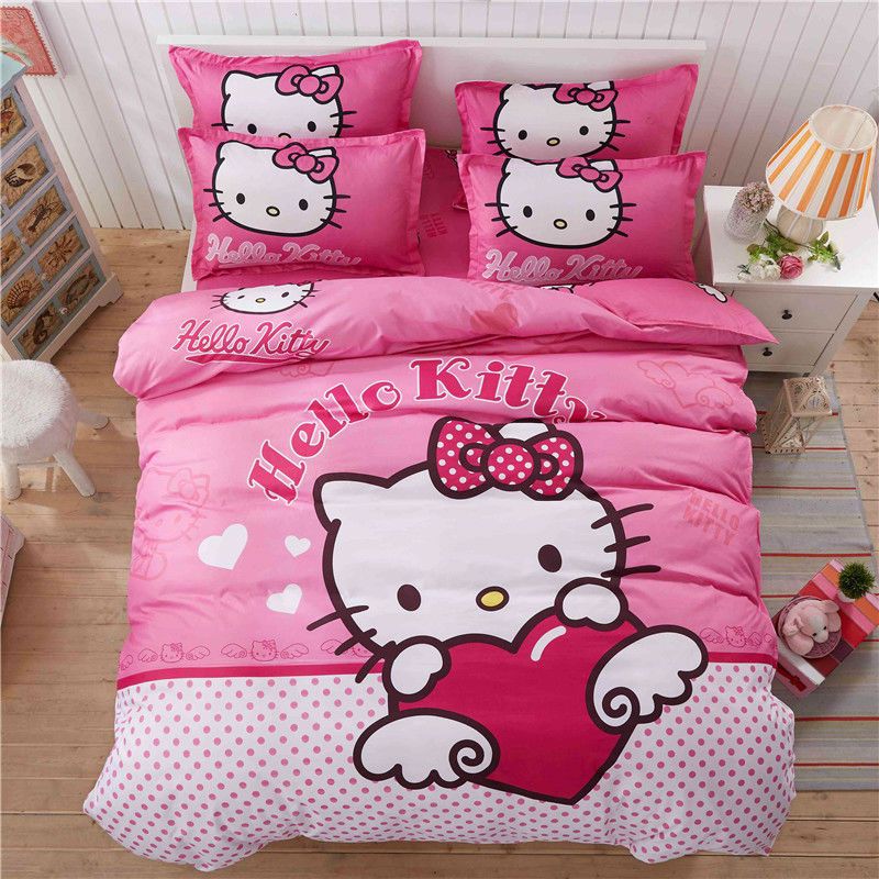 Hello Kitty Cartoon Bedding Set Kids With Duvet Cover Bed Sheet