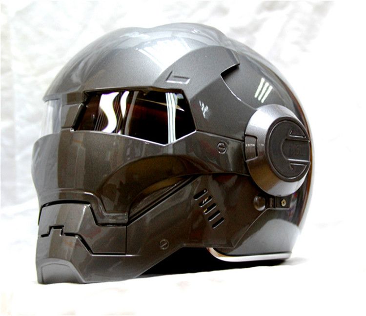 Masei Bike Scooter Moto Gray Classic Iron Man Helmet Motorcycle