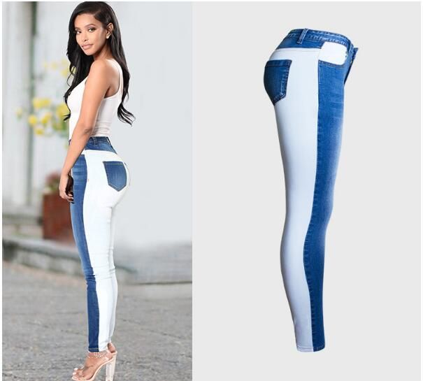 21 18 Newest Jeans Womens Slim Denim Jeans Dark Light Blue Stitching Jeans New Female Ripped Skinny Pencil Pants From Gleeshop 21 11 Dhgate Com