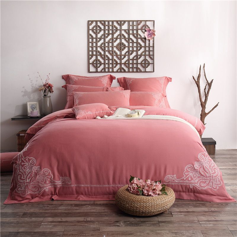 100 Cotton Boho Style 4 Bedding Set Red Bed Sheets Embroidered 100 Cotton Boho Style 4 Bedding Set Red Bed Sheets Embroidered Duvet Cover Queen Bedsheet King Linen Comforter Sets Size