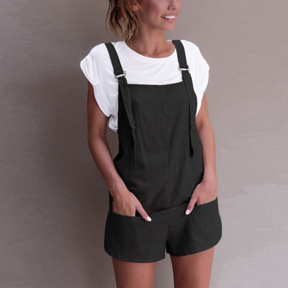overall shorts linen