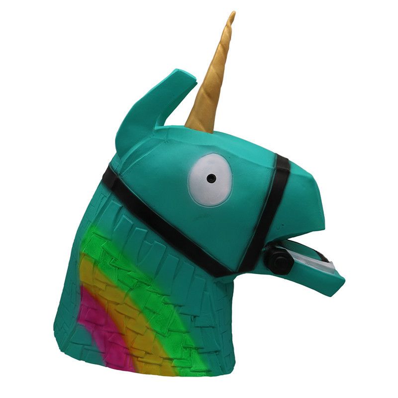 Hot Game Fortnite Llama Mask Unicor!   n With Horn Rainbow Donkey Latex - hot game fortnite llama mask unicorn with horn rainbow donkey latex headgear halloween drfit masks cosplay party full head headgear 41 34cm canada 2019 from