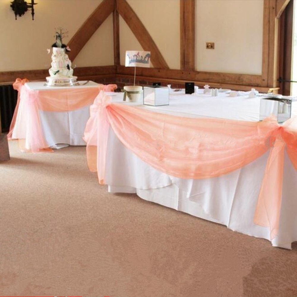 High Quality10m 1 35m Peach Color Sheer Swag Diy Organza Swag