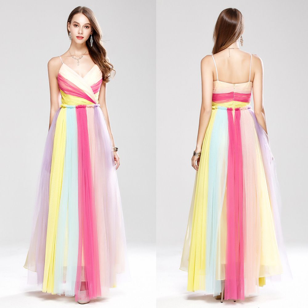 Rainbow Prom Dresses with Tulle