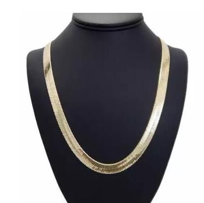 Men/'s Women/'s 14K Gold Plated Short Fashion 9 mm 20/" Herringbone Chain Necklace