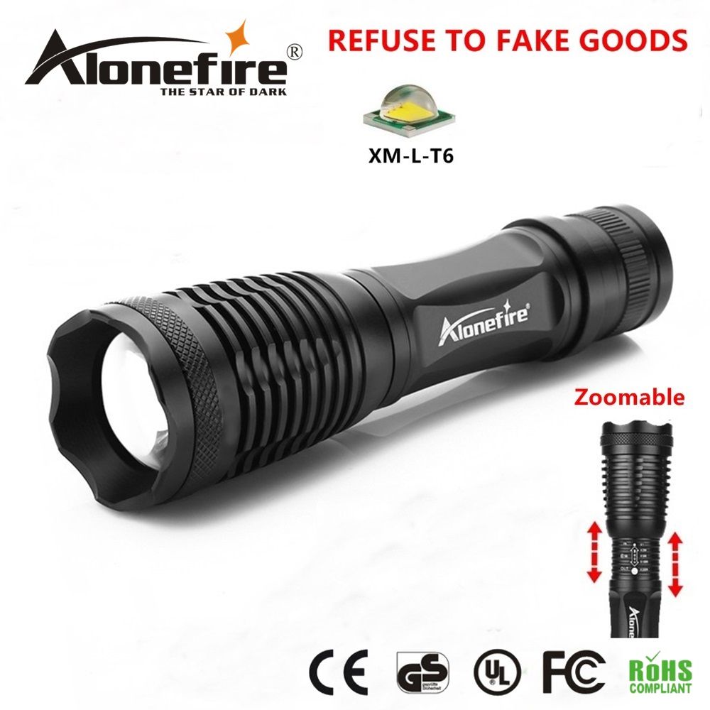 Alonefire E007 CREE XM L T6 Tactical Flashlight 3800Lumens LED Zoomable Torch LED Bulb Suitable For 3 AAA Ro 1x18650 Rechargeable Batteries Small Flashlight ...