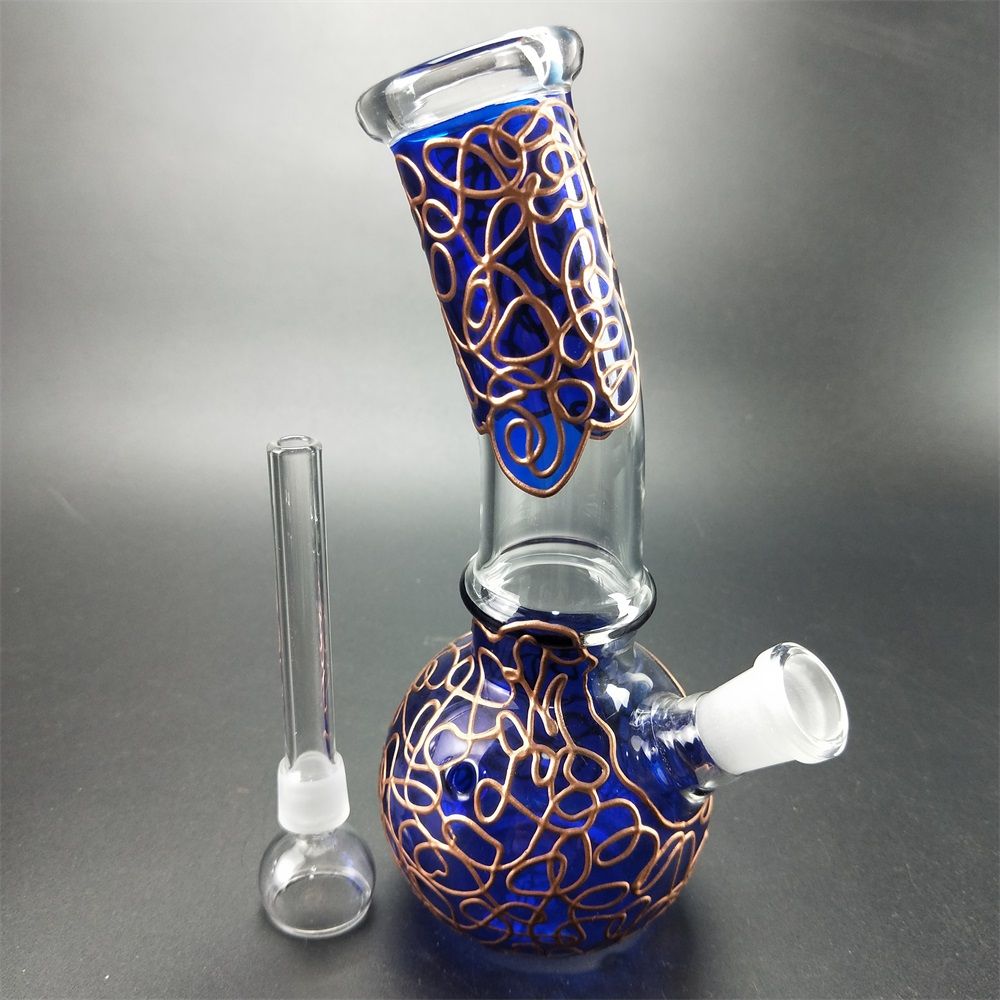 2021 Blue Red Gold Wire Bubbler Glass Bongs Small Dab Oil Rig Oil
