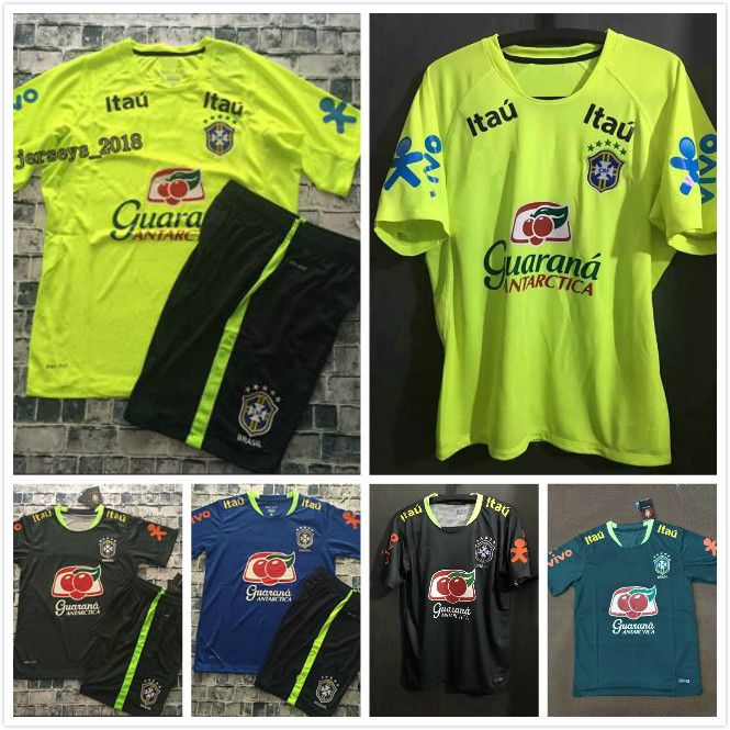2019 The Best 2017 Brazil BLUE Training Suit Soccer Jersey Sports