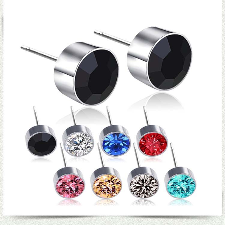 2020 Titanium Steel Stud Earrings For Women And Men Colorful Czech
