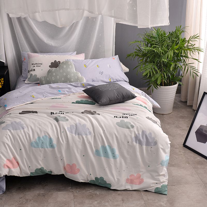 100 Cotton Kids Girls Cute Bedding Set Single Double King Queen 100 Cotton Kids Girls Cute Bedding Set Single Double King Queen Twin Size Clouds Bed Duvet Cover Bedsheet Pillowcases Plaid