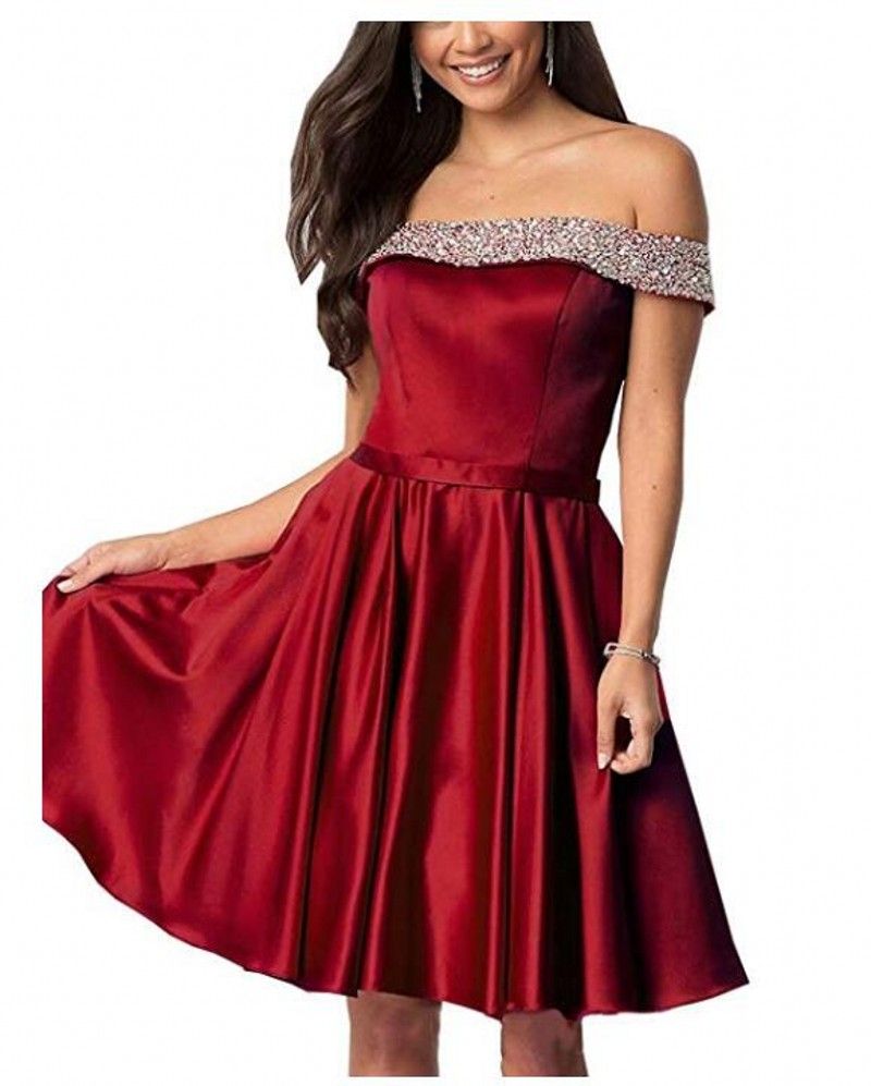 Burgundy Homecoming Dresses 8th Grade Short Prom Party Dress Junior High Cute Graduation Semi ...