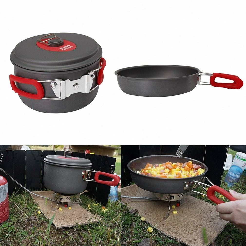 3 4 Person Cooking Pot Camping Cookware Outdoor Pots Frying Pan Kettle