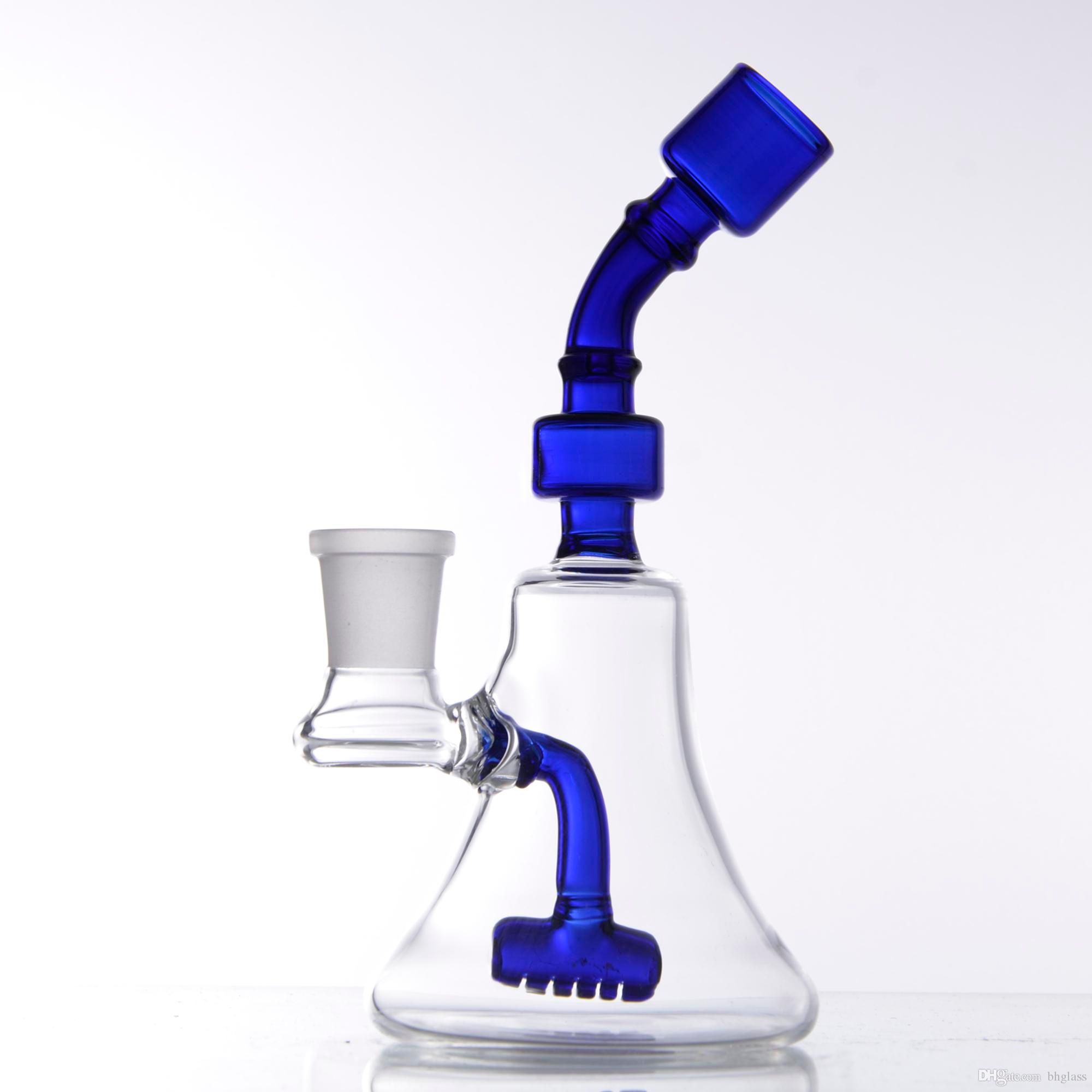 Mini Glass Bong Colorful Blue Water Pipe With Glass Bowl Oil Rig