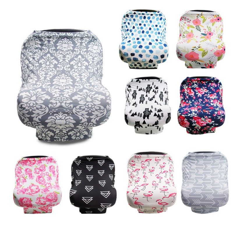 Baby Car Seat Stroller Canopy Cover 4 In 1 Print Fl Feeding Nursing Covers For Women Newborn Toddler Tfeeding Privacy Scarf 18qk Bb