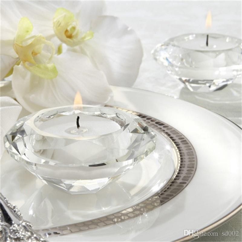 Diamond Crystal Glass Candle Holder Home Wedding Decoration Bar Party