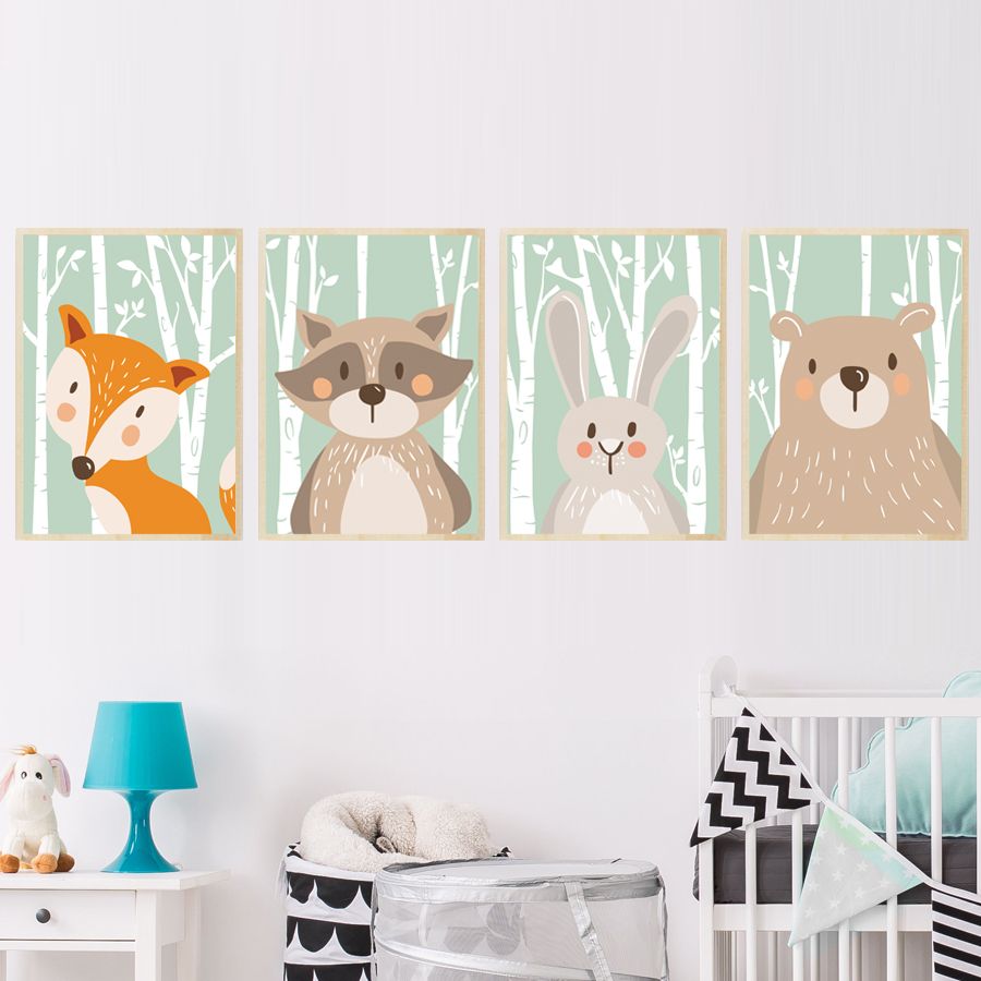 Großhandel Wald Cute Animals Fox Kaninchen Bär Giraffe Leinwand Malerei Kunstdruck Poster Kinderzimmer Wandbild Kinder Baby Room Home Decor Von Aliceer