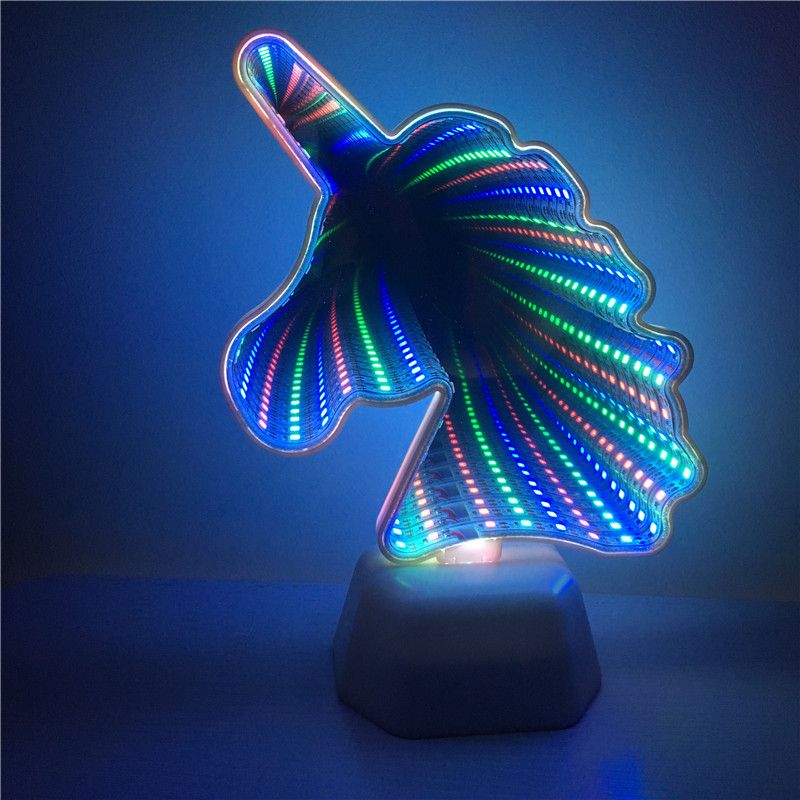 Newest Unicorn Heart Led Light Infinity Mirror Tunnel Night Lamp Newest Unicorn Heart Led Light Infinity Mirror Tunnel Night Lamp 3d Home Decoration Sign Illusion Lights
