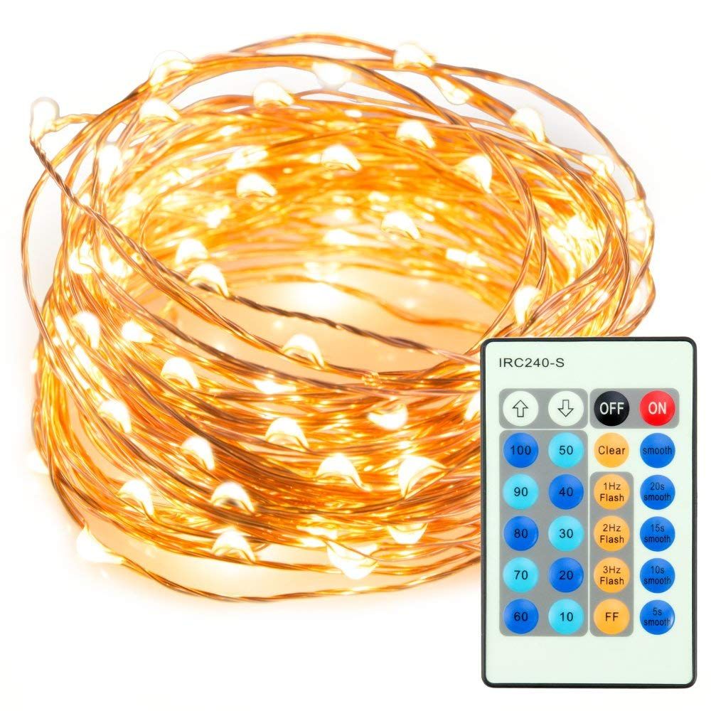 33ft 100 Led String Lights Dimmable With Remote Control Waterproof 33ft 100 Led String Lights Dimmable With Remote Control Waterproof Decorative For Bedroom Patio Garden Gate Yard Parties Wedding Battery