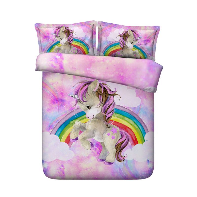 3D Printed Pink Unicorn Bedding Set Twin Full Queen King
