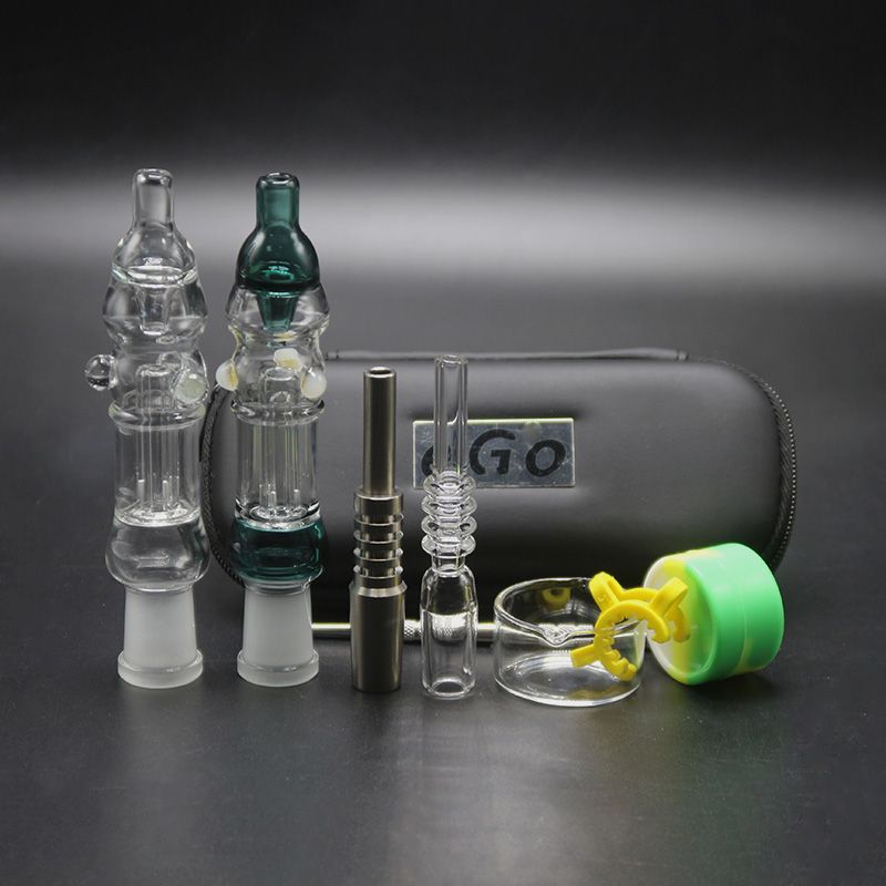 CSYC Straw Kit 10mm 14m Joint Miniglaswasserpfeife mit Titan-Nagel-Quarz-Tipps Bohrinseln Glasschale für Wasser Bongs