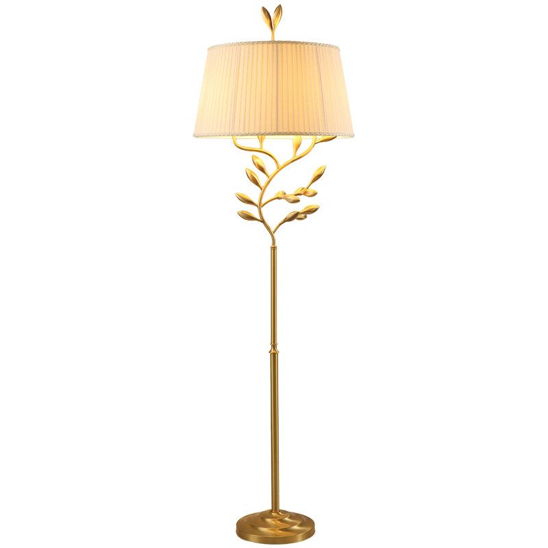 Floor Lamp Living Room American Led Standing Light For Office Reading Copper Lights Bedroom Bedside E27 Lighting Fixture