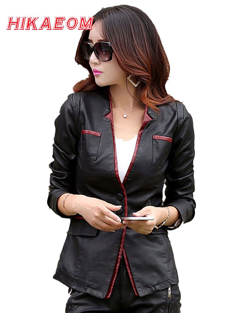 Leather Jackets For Women Suede Blazer Biker Las Patchork Synthetic Lether V Neck Brand Factory Direct Faux Jacket