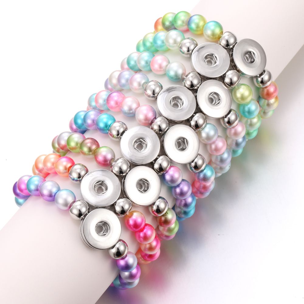New Noosa Snap Jewelry Colorful Beads Snap Button Bracelets Elastic