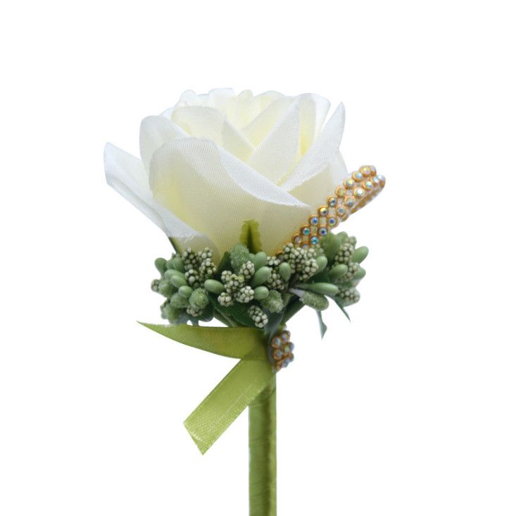 Silk Rose Flowers Brooch Pin Alloy Wedding Corsages Satin Rose