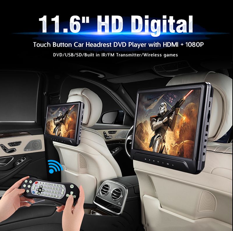 2x11 6 Inch Car Portable Dvd Player Back Seat Clip On Headrest Fhd 1080p Hdmi Usb Sd Fm Ir Game Systerms