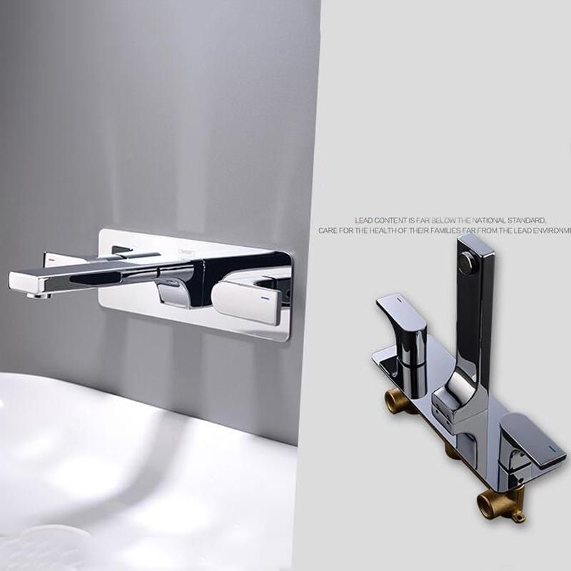 2019 Polished Chrome Wall Mounted Bathroom Basin Sink Mixer Tap 2019 Polished Chrome Wall Mounted Bathroom Basin Sink Mixer Tap Three Holes Two Handles Widespread Faucet From Zaling 150 97 Dhgate Com