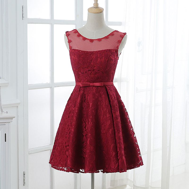 burgundy knee length bridesmaid dresses