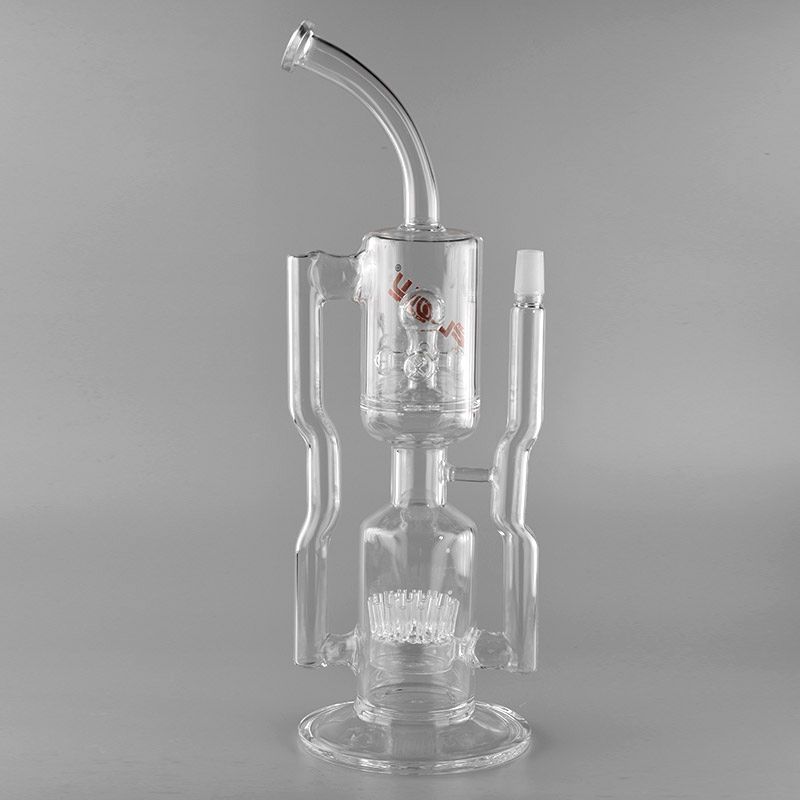 2020 JM Flow Glass Water Pipe Double Recycler Glass Bongs For Smoking