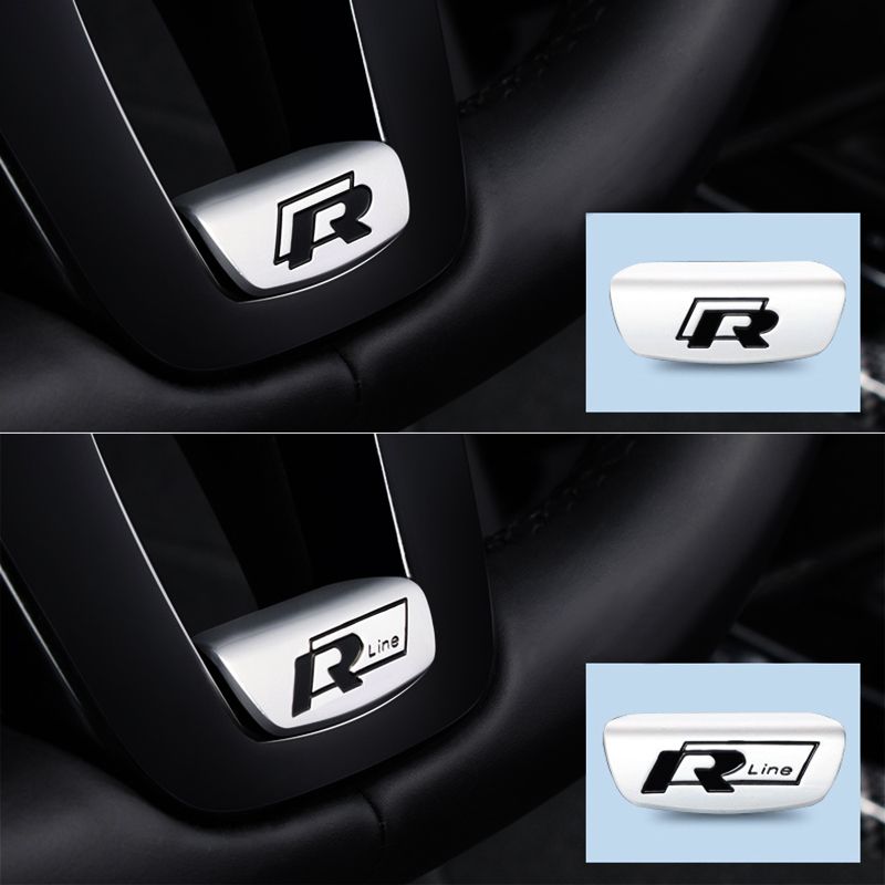 2021 New 3D Car Styling Steering Wheel Cover R Rline Emblem Refit