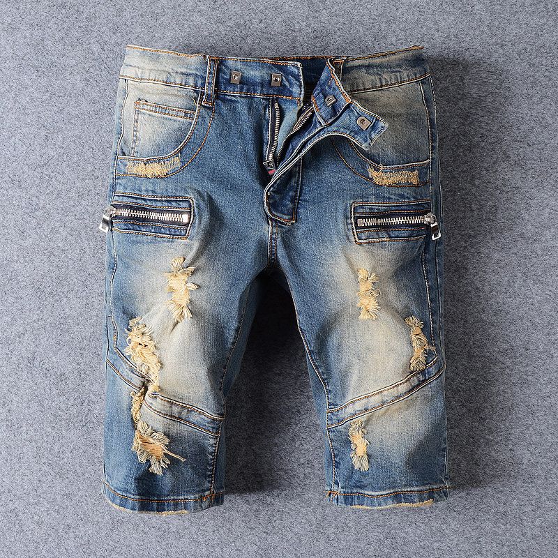 2019 Balmain Fashion Mens Jeans Shorts Motorcycle Biker Jeans Rock ...