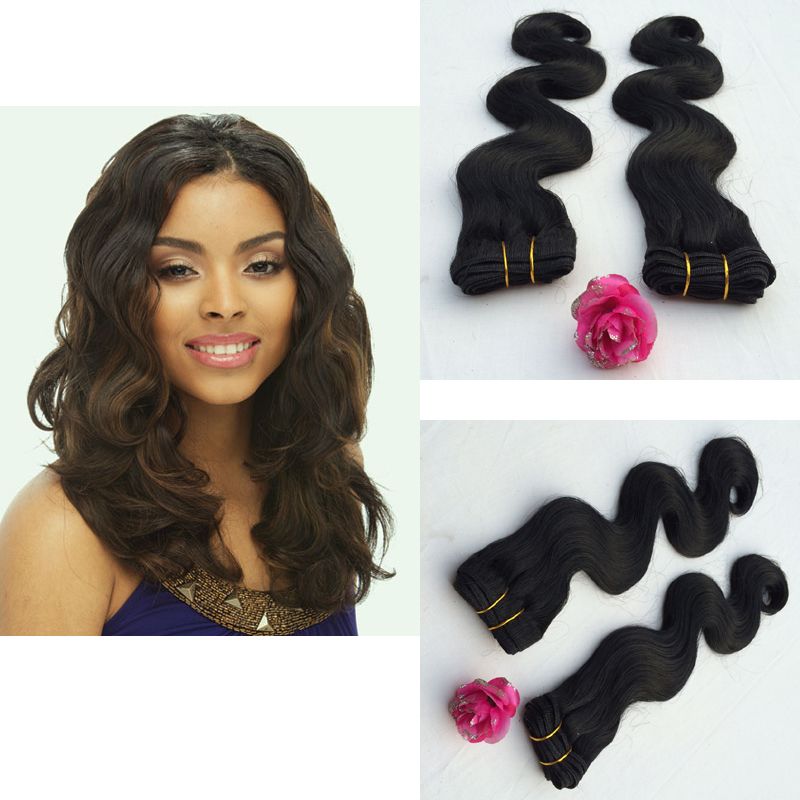 Black 1214161820body Wave Human Hair Mix Futura Synthetic Fiber
