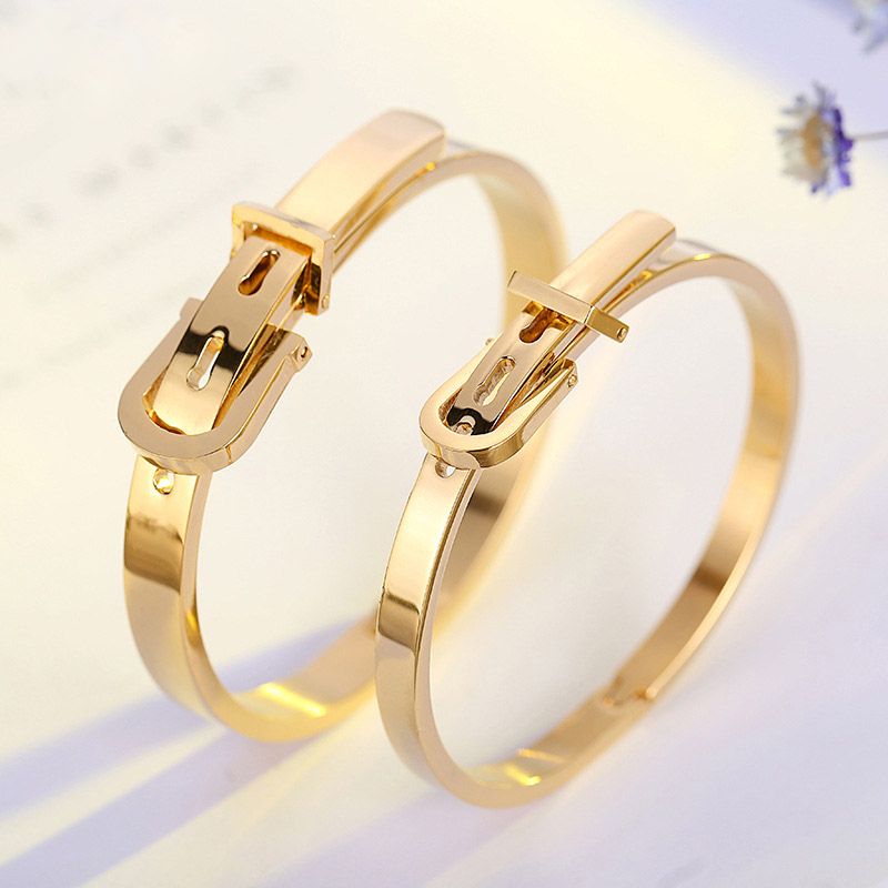 Diy Adjustable Belt Buckle Bracelet Couple Bracelets Stainless Steel Titanium Alloy Charm For Women Men Drop