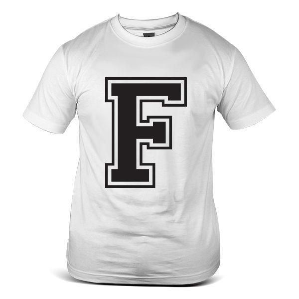6948 wh f alphabet word letter font slogan funny rare white mens tee crazy letter font