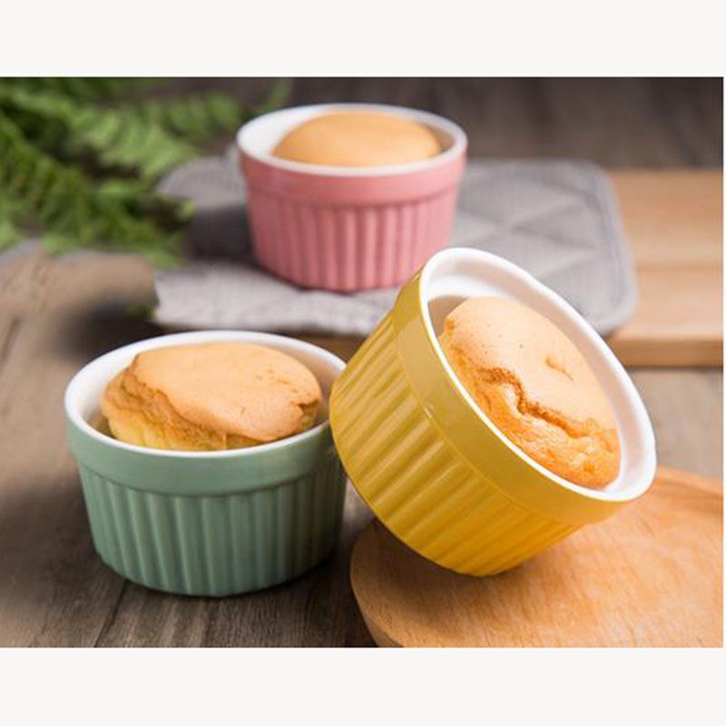 Ceramic Souffle Pudding Baking Cake Cups Bowls 150ml Porcelain Yogurt