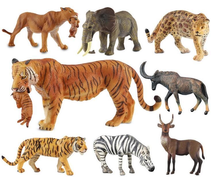 2019 14 Kinds Mini Wild Animals Action Figures Set Figurines Kids Toys