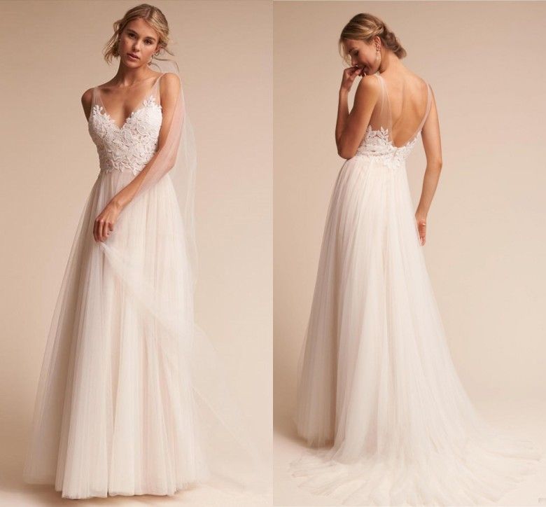 soft a line wedding dress